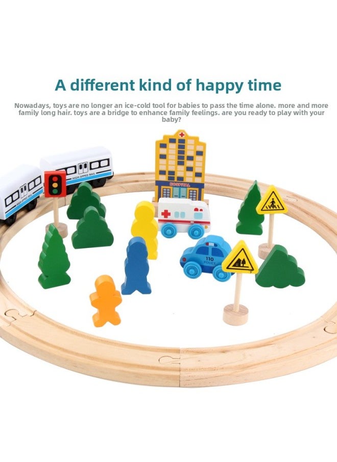 Magnetic Small Locomotive Wooden Thomas Electric Rail Train Rail Transit Toy Children's Educational Fun-Color:(Manual) 26 Pieces -0.7kg