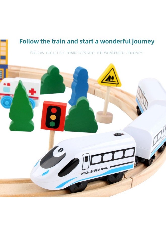 Magnetic Small Locomotive Wooden Thomas Electric Rail Train Rail Transit Toy Children's Educational Fun-Color:(Manual) 26 Pieces -0.7kg