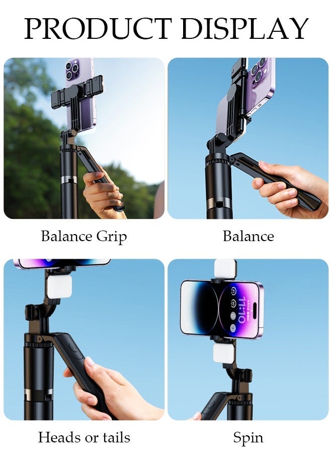 Selfie Stick, All-in-1 Extendable Cell Phone Tripod Stand,Rotate Phone Tripod with Bluetooth Remote Shutter and Fill Light,Group Selfies/Live Streaming/Video Recording Compatible with All Phones