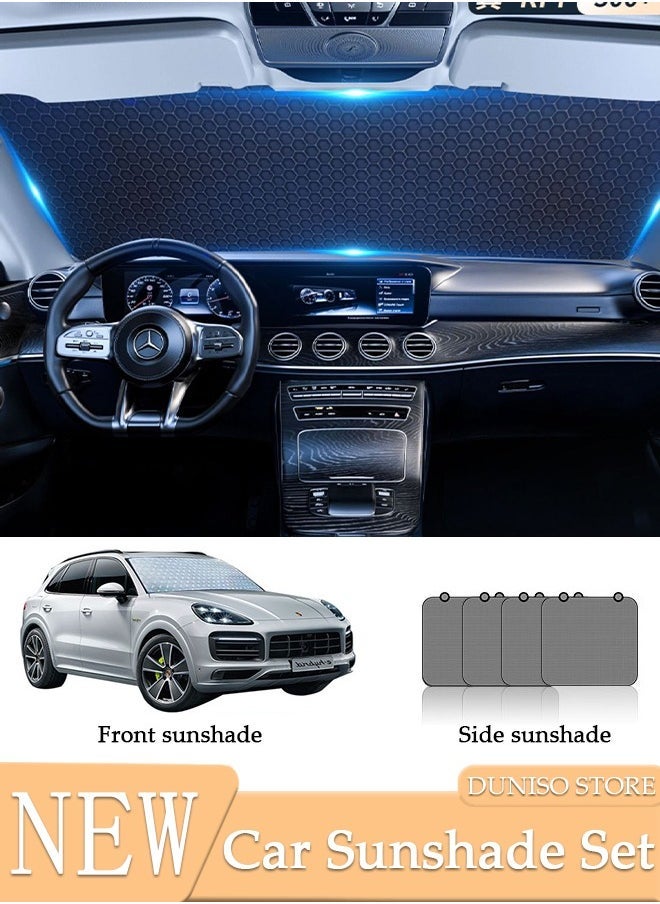 5-Piece Windshield Sunshade Set for SUV Car Window Shade Front Windshield Shades UV Rays Sun Visor Protector Easy to Use Fits Windshields Keep Car Cool