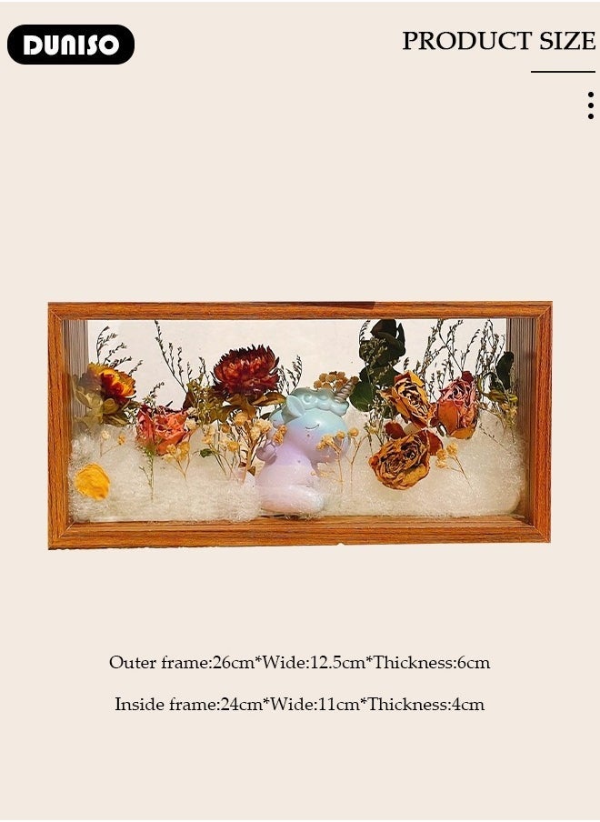 3D Shadow Box, 26*12.5*6cm DIY Wedding Memory Dried Flower Shadow Box Picture Frame Display Box for Tabletop Wooden Deep Box  Medals, Flowers, Memorabilia, Photo