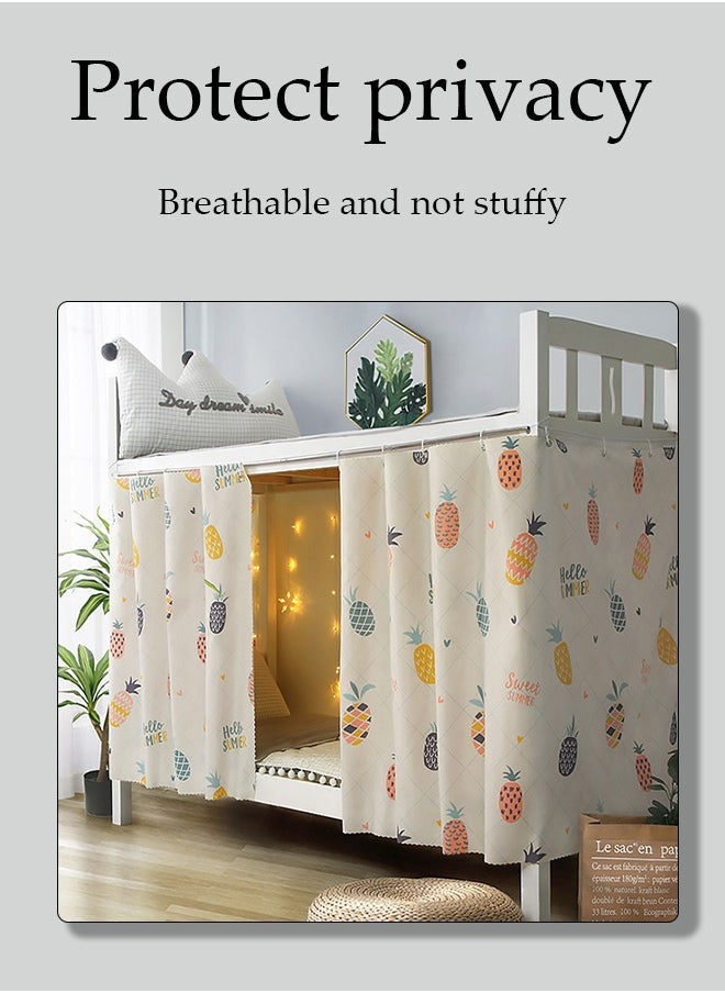 Dormitory Bed Curtain, Single Bed Tent Curtain for Dust-Proof and Canopy-like Experience, Privacy Protection Canopy Student Print Curtains, Perfect for Single Sleeper Bunk Beds in Student Dormitories (2 Panels )