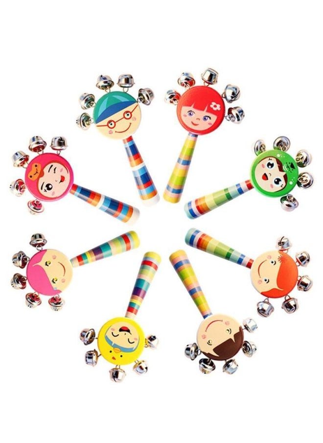Newborn Hand Rattle Wave Drum 0 To 2 Years Old Hand Rattle Baby Toy Hundred Days Baby Toy Ringer Sand Hammer-Color:4-piece Set (Ping An Drum + Sand Hammer + Rattle + Twist Worm)