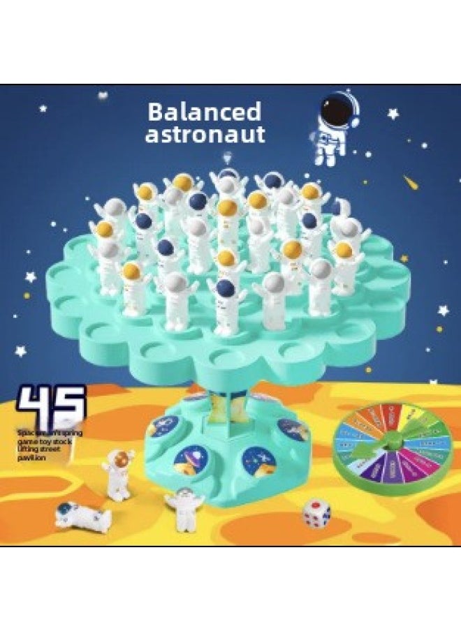 Frog Balance Tree Astronaut Children's Educational Table Game Toy Multiplayer Interactive Stacking Fun Toy-Color:Balance Tree-Spaceman Cyan (e-commerce Box)