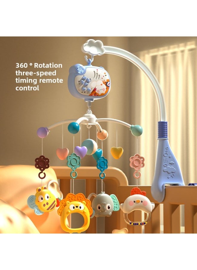Youbain Baby Bed Bell Rattle Children 0-1 Years Old Music Rotating Bedside Bell Baby Soothing Toy Remote Control-Color:668-30/blue Remote Control Projection Light Mail Order Box