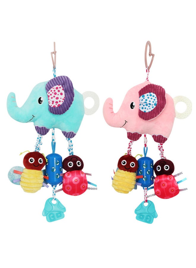 Happy Newborn Toy Pink Elephant Blue Elephant Animal Car Hanging Baby Car Hanging Bell-Color:Gladly Blue Elephant Big Wind Bell