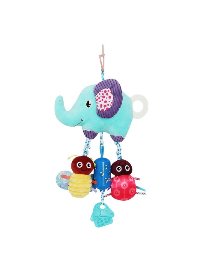 Happy Newborn Toy Pink Elephant Blue Elephant Animal Car Hanging Baby Car Hanging Bell-Color:Gladly Blue Elephant Big Wind Bell