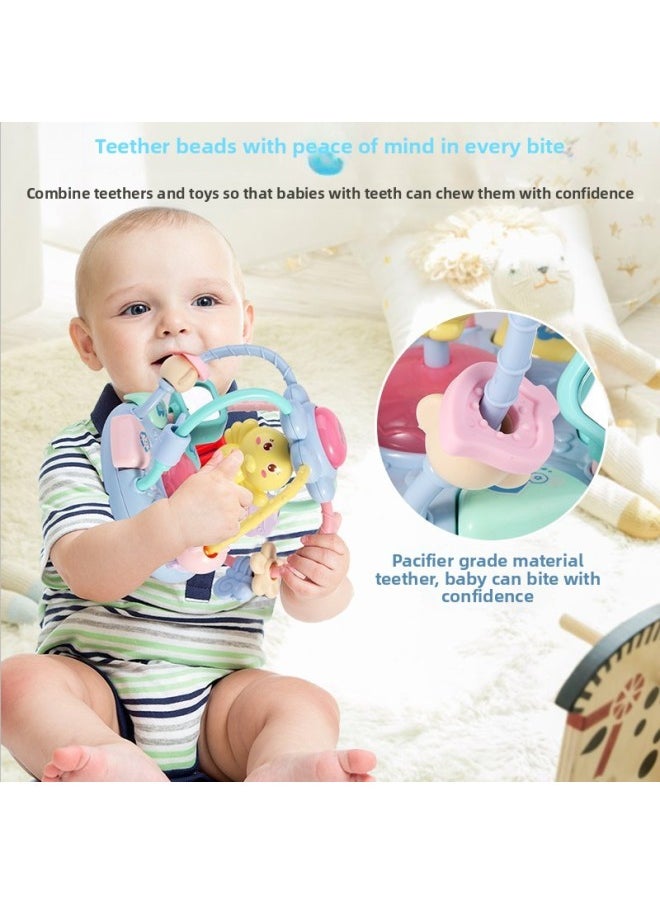 Chicken Sound And Light Music Soft Glue Hand-held Ball Baby Early Education Beaded Beaded Tooth Glue Rattle Baby Toy-Color:508 Powder (charging Version) + Rattle
