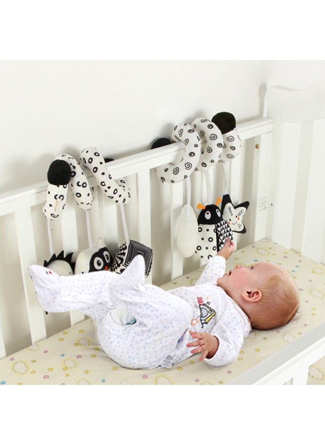 Black And White Series Animal Bed Winding Toys Baby Car Winding Rattle BB Device Baby Rattle Plush Toys 0-3 Years Old-Color:Ladybug-Specifications:OPP