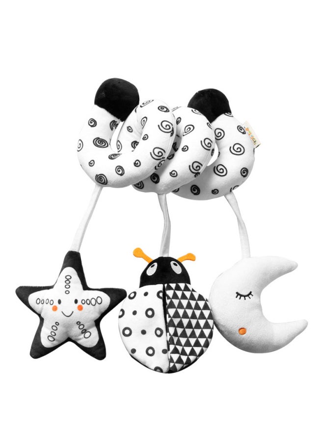Black And White Series Animal Bed Winding Toys Baby Car Winding Rattle BB Device Baby Rattle Plush Toys 0-3 Years Old-Color:Ladybug-Specifications:OPP