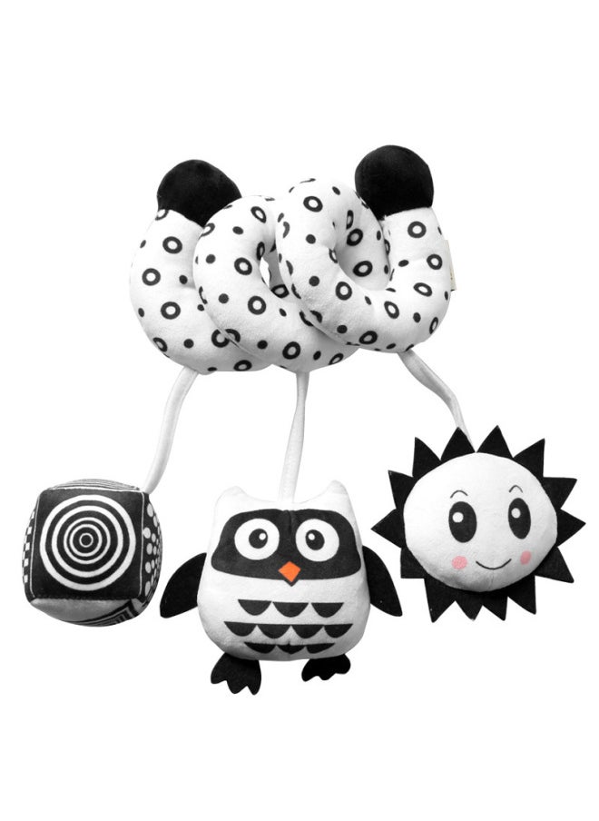 Black And White Series Animal Bed Winding Toys Baby Car Winding Rattle BB Device Baby Rattle Plush Toys 0-3 Years Old-Color:Ladybug-Specifications:OPP