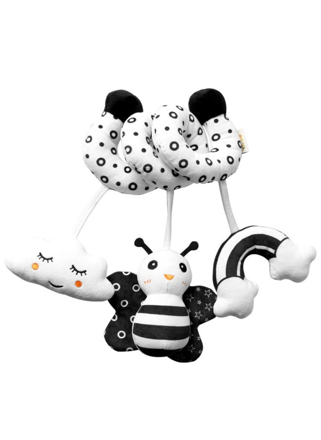 Black And White Series Animal Bed Winding Toys Baby Car Winding Rattle BB Device Baby Rattle Plush Toys 0-3 Years Old-Color:Ladybug-Specifications:OPP