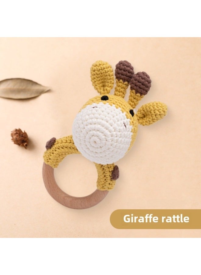 Nordic Ins Children's Handmade Crochet Bear Molar Teeth Bite Toy Baby Rattle Toy Baby Soothing Toy-Color:small Size Giraffe