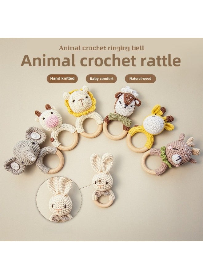 Nordic Ins Children's Handmade Crochet Bear Molar Teeth Bite Toy Baby Rattle Toy Baby Soothing Toy-Color:small Size Giraffe