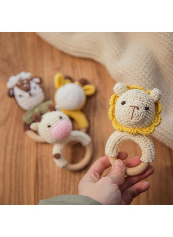 Nordic Ins Children's Handmade Crochet Bear Molar Teeth Bite Toy Baby Rattle Toy Baby Soothing Toy-Color:small Size Giraffe