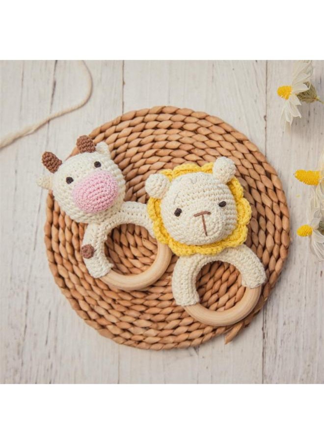 Nordic Ins Children's Handmade Crochet Bear Molar Teeth Bite Toy Baby Rattle Toy Baby Soothing Toy-Color:small Size Giraffe