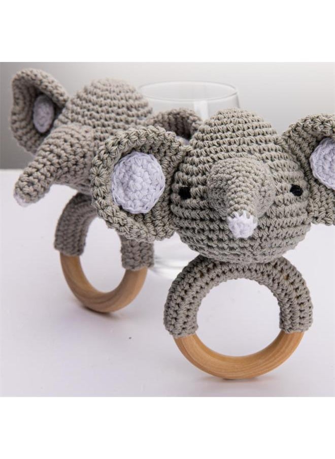 Nordic Ins Children's Handmade Crochet Bear Molar Teeth Bite Toy Baby Rattle Toy Baby Soothing Toy-Color:small Size Giraffe