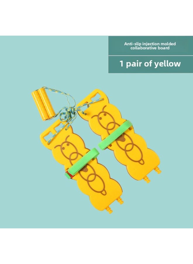 Anti-slip Group Coordination Board Early Education Toys Children's Play Shoes Parent-child Kindergarten Sensory Equipment Coordination Training Board-Color:Team Board (yellow)