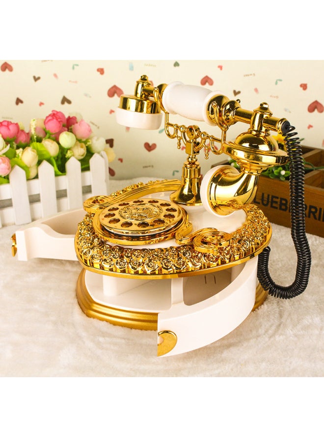 Classical Exquisite European Telephone Music Box Creative Music Box Home Decoration Gift Tanabata Valentine's Day Gift-Color:White-Dimensions:MY35998