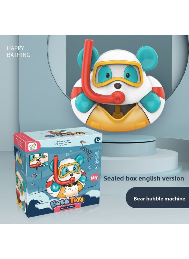 Children's Bathroom Bubble Machine Trembles The Same Electric Bubble Blowing Bathroom Toy Bear Foam Making Machine-Color:Sealed Boxed English