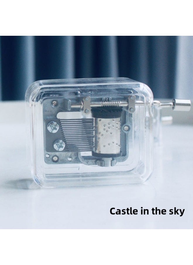 Creative Children's Gadgets, Birthday Gifts, Commemorative Significance, Hand-cranked Music Box, Printable Logo-Color:Silver-sky City-Size:5*6*3cm