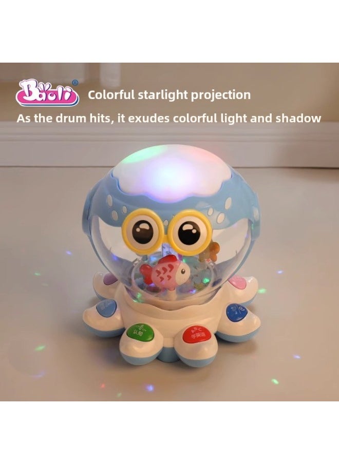 Polaroid Octopus Hand Drum Fantasy Ocean Early Education Toy Baby 6-12 Months Baby Pat Drum 1-3 Years Old-Color:English-octopus Hand Drum