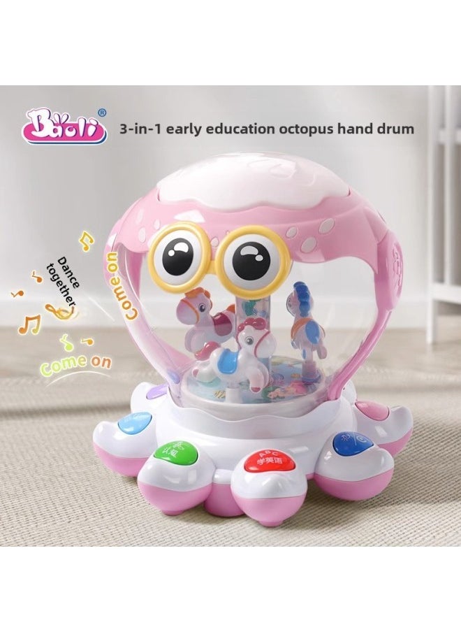 Polaroid Octopus Hand Drum Fantasy Ocean Early Education Toy Baby 6-12 Months Baby Pat Drum 1-3 Years Old-Color:English-octopus Hand Drum
