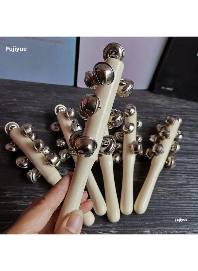 Orff Percussion Instrument Infant Garden Morning Exercise Baby Toy Rattles 0-2 Years Old String Bell Hand Rattles Dance-Color:Green Half-yuan Hand Bell Set Of Two
