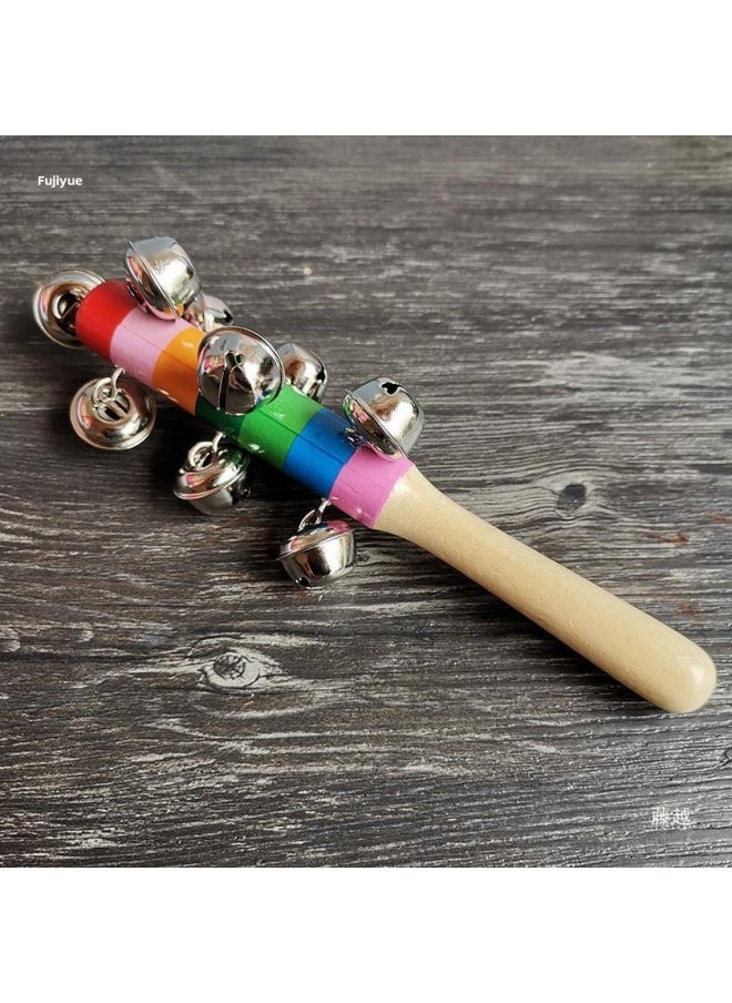 Orff Percussion Instrument Infant Garden Morning Exercise Baby Toy Rattles 0-2 Years Old String Bell Hand Rattles Dance-Color:Green Half-yuan Hand Bell Set Of Two