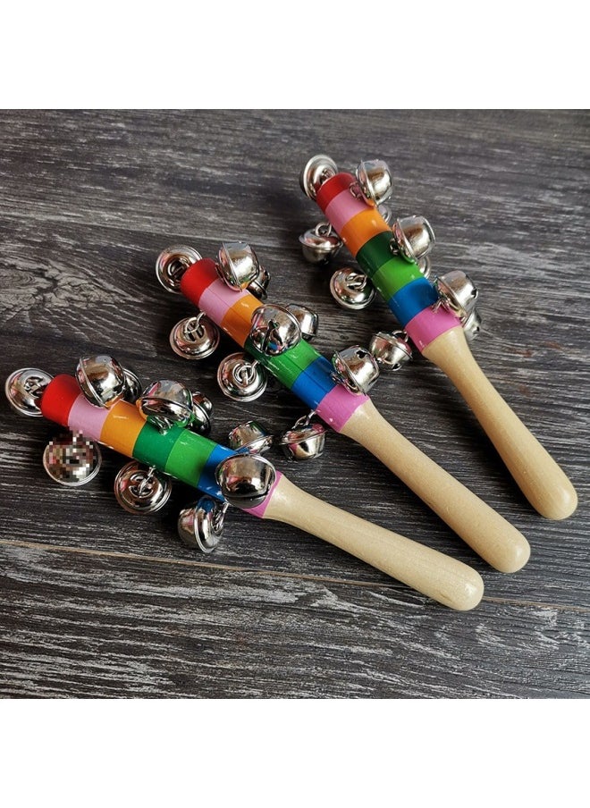 Orff Percussion Instrument Infant Garden Morning Exercise Baby Toy Rattles 0-2 Years Old String Bell Hand Rattles Dance-Color:Green Half-yuan Hand Bell Set Of Two