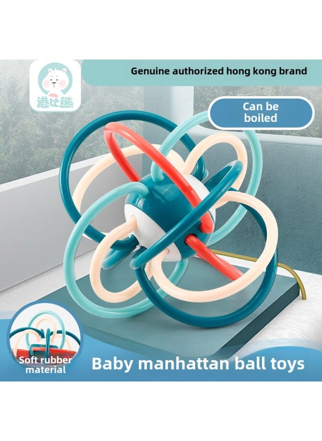 Baby Toys Can Bite 0 Puzzle Early Education Newborn Baby 8 Grasp 3 Months 6 Manhattan Ball Hand Catch The Ball Can Be Boiled-Color:3-piece Set Of Venetian Ball Trumpet + Color Double Bell + Color Ball Random Color Can Be Boiled