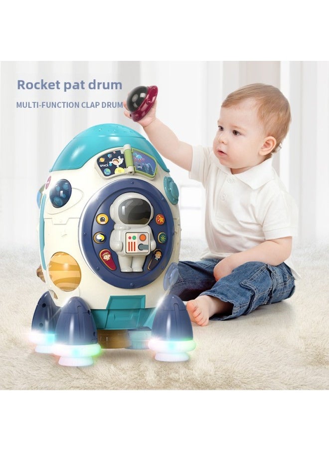 Children's Aviation Rocket Hand Drum Polyhedron Racket Drum Enlightenment Early Education Machine Baby Educational Gift Baby Toy-Color:Purple Rocket Hand Drum + Rechargeable Battery Screwdriver