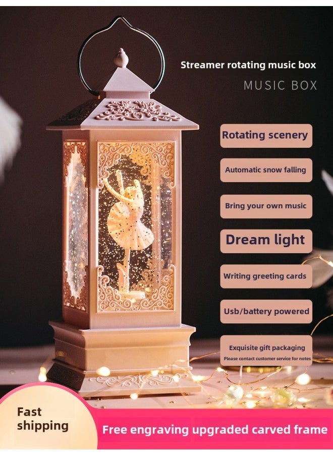 Ge Qiang Music Box Music Box Rotatable Crystal Ball Little Girl Girl Children Princess Girl Birthday Christmas-Colour:Ball Carousel (pink)—rotatable + With Music + Automatic Snow Falling