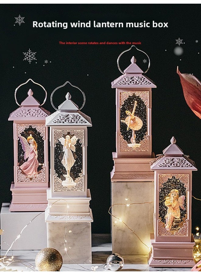 Ge Qiang Music Box Music Box Rotatable Crystal Ball Little Girl Girl Children Princess Girl Birthday Christmas-Colour:Ball Carousel (pink)—rotatable + With Music + Automatic Snow Falling