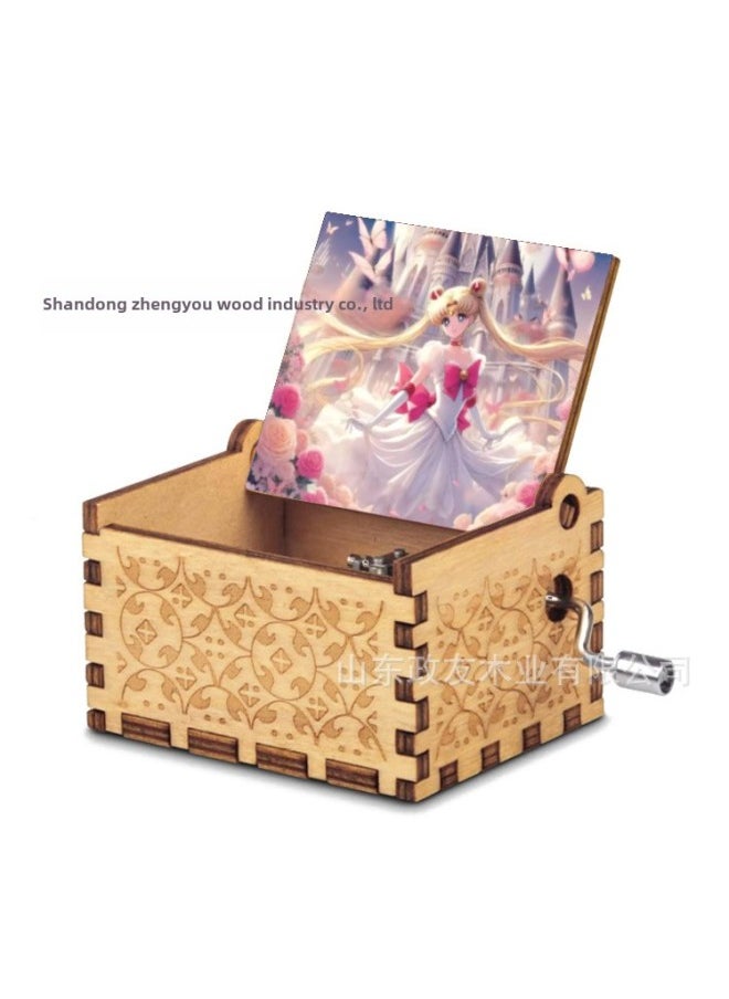 Manufacturers Direct Retro Carved Wooden Hand Music Box Sailor Wooden Music Box-Color:Brown Colorful Girl 7-Size:6.4x5.2x4.2cm