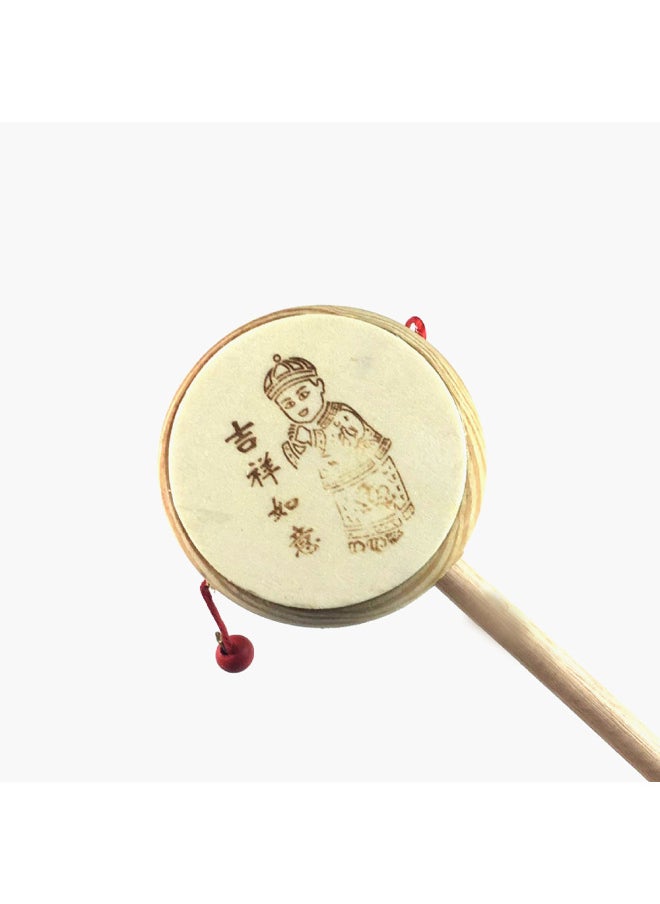 Wooden Kidsren's Rattle Percussion Instrument Traditional Educational Early Education Toys Infant Baby Drum Crafts-Color:Medium Rattle