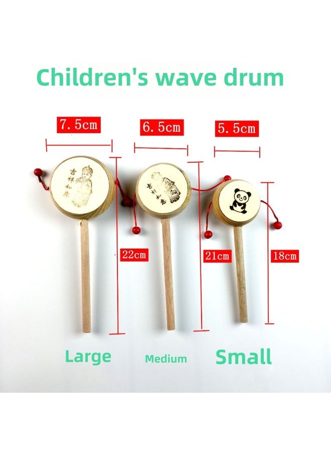 Wooden Kidsren's Rattle Percussion Instrument Traditional Educational Early Education Toys Infant Baby Drum Crafts-Color:Medium Rattle