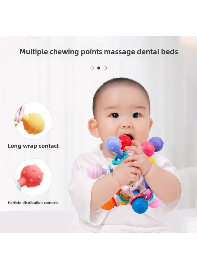 Manhattan Atomic Ball Baby Toy Hand Scratch Ball 0-1 Years Old Puzzle Early Education Baby 3 To 6 Months Grab Training 4-Color:Manhattan Soft Rubber Ball Pink (comes With Anti-lost Rope)