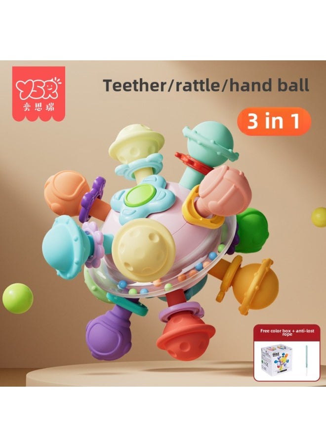 Manhattan Atomic Ball Baby Toy Hand Scratch Ball 0-1 Years Old Puzzle Early Education Baby 3 To 6 Months Grab Training 4-Color:Manhattan Soft Rubber Ball Pink (comes With Anti-lost Rope)