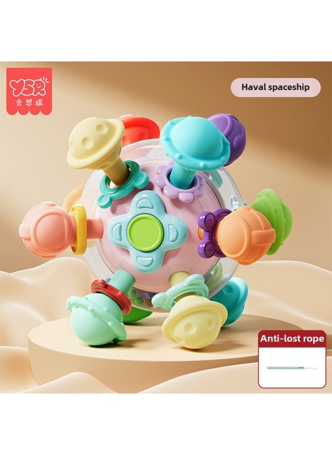 Manhattan Atomic Ball Baby Toy Hand Scratch Ball 0-1 Years Old Puzzle Early Education Baby 3 To 6 Months Grab Training 4-Color:Manhattan Soft Rubber Ball Pink (comes With Anti-lost Rope)