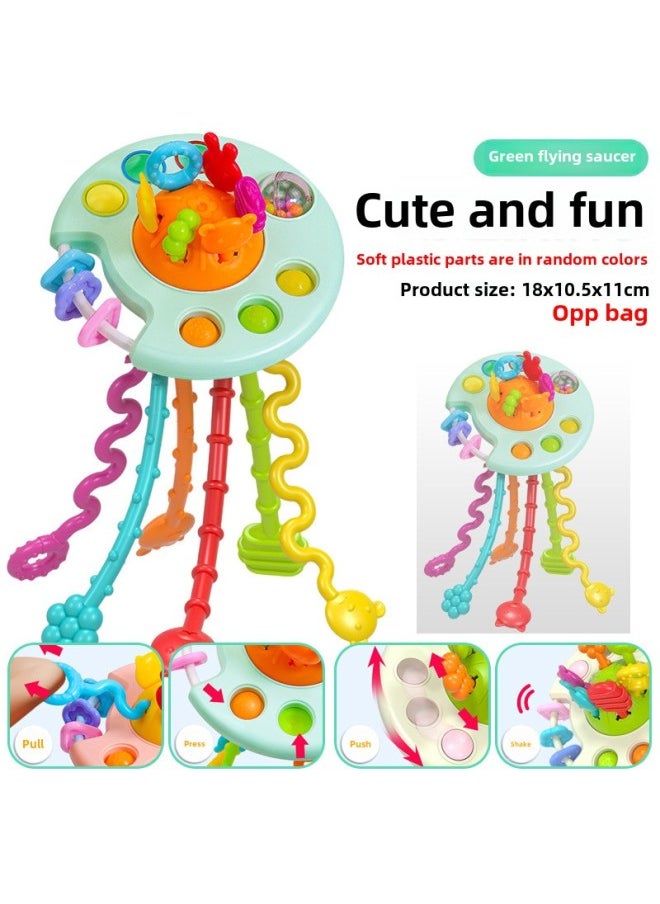 Baby Toy Sucking Baby Grasping Training Boiled Calming Puzzle Gum Ball UFO Lala-Color:Green Flying Saucer ]