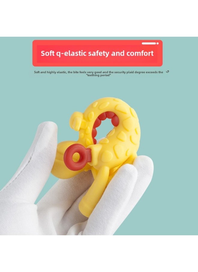 Bite Baby Teether Stick Teether Toy Giraffe Manhattan Hand Ball Baby Music Fruit And Vegetable Silicone 6 Months-Color:Banana + Strawberry + Orange + Anti-drop Chain + Storage Box