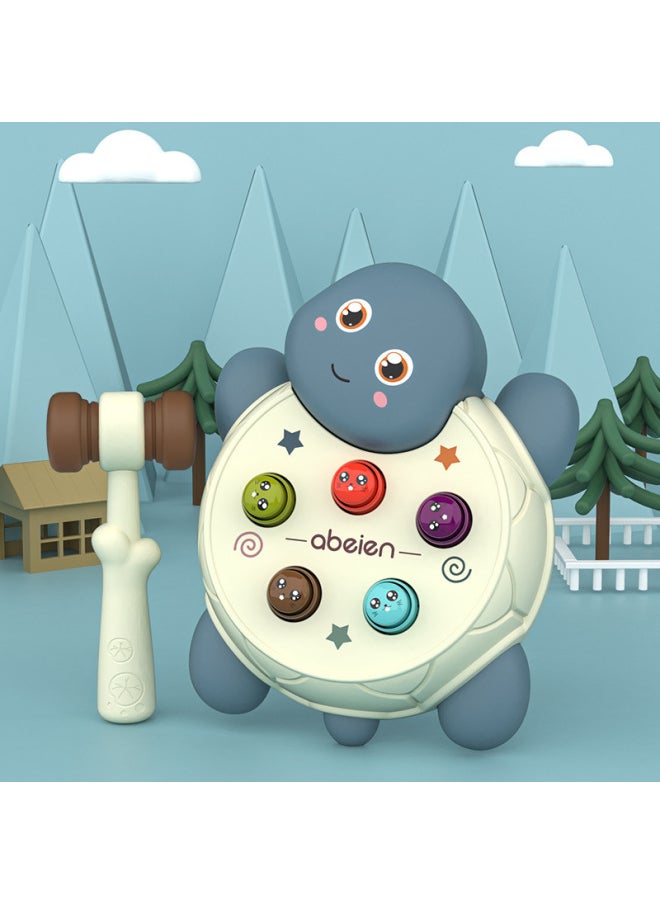 Children's Hamster Toy Infant Children's Educational Concentration Parent-child Interactive Desktop Beating Girl Boy Toy-Color:Blue-Specifications:Turtle Whack Hamster (1 Hammer) Battery Version