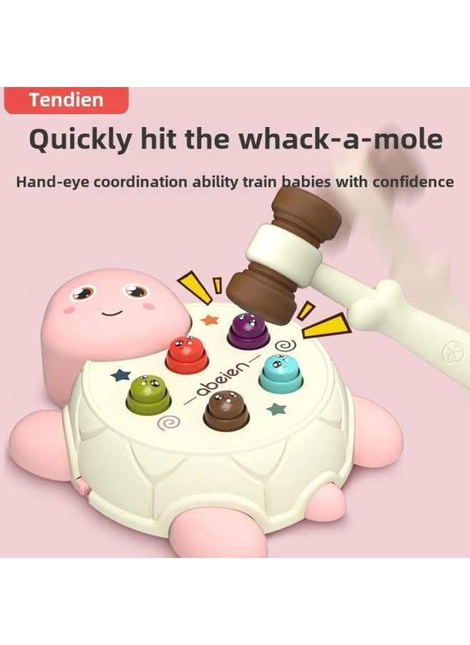 Children's Hamster Toy Infant Children's Educational Concentration Parent-child Interactive Desktop Beating Girl Boy Toy-Color:Blue-Specifications:Turtle Whack Hamster (1 Hammer) Battery Version