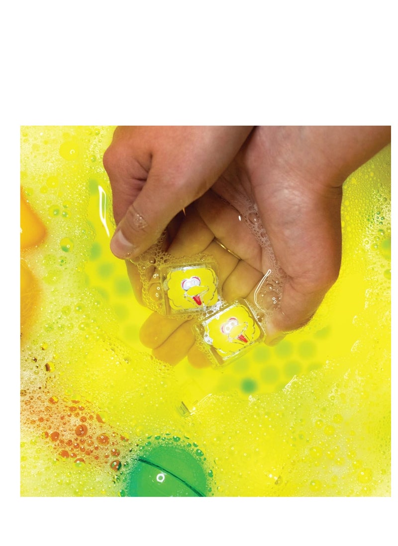 Glo Pals Sesame Street character & light up baby kids bath toys glow cubes, water play (Lemon)