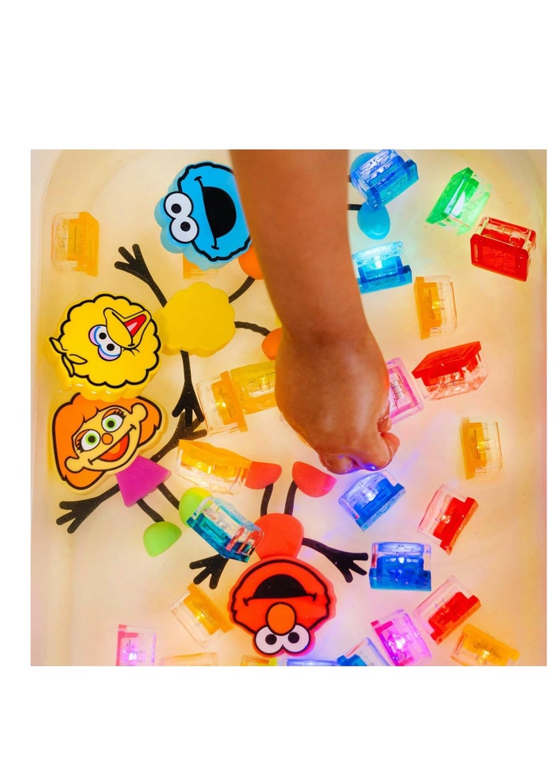 Glo Pals Sesame Street character & light up baby kids bath toys glow cubes, water play (Lemon)