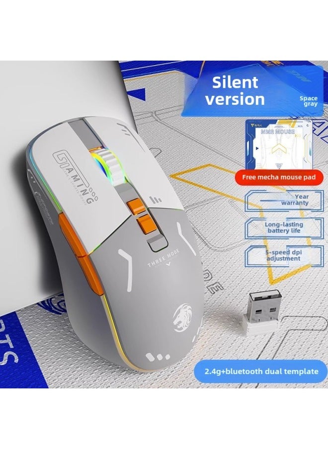 Forerunner G308 Wireless Bluetooth Three-mode Mouse Silent Game E-sports Computer Office Rechargeable Lightweight-Specifications:Space Gray  Silent Button ■ RGB Lighting Effect