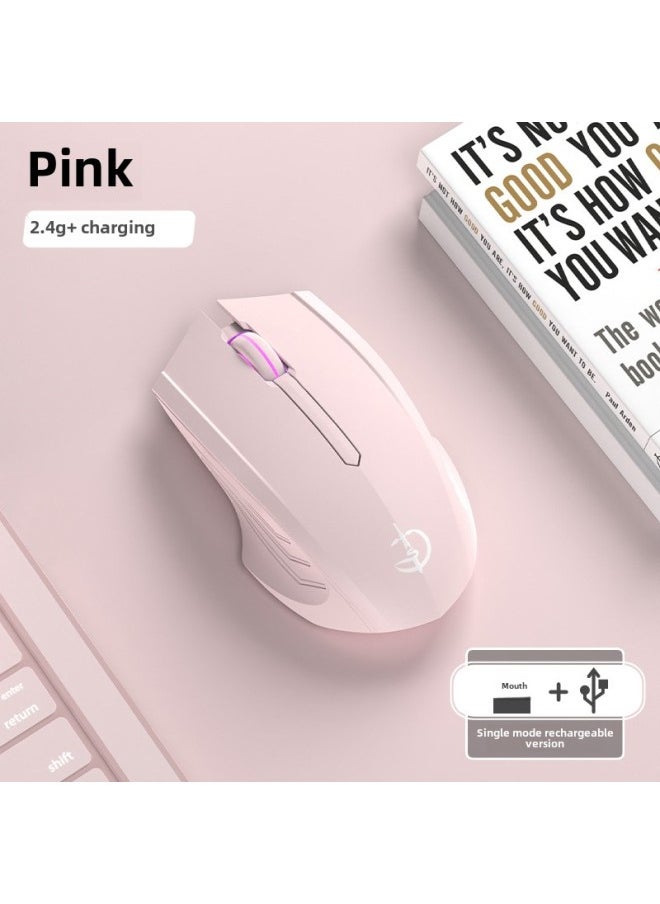Bluetooth Wireless Mouse Mute Rechargeable For Boys And Girls Apple Lenovo HP Notebook-Specifications: Classic Pink-official Standard