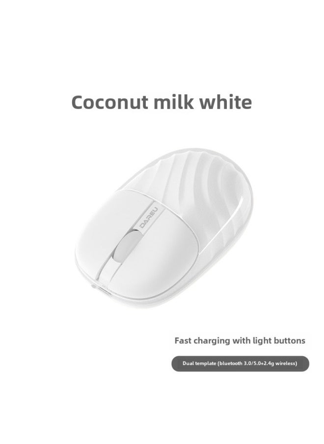 Daryou Water Ripple Wireless Mouse Silent Girls Rechargeable Bluetooth Dual Mode Desktop Computer Notebook Neutral-Specifications:Coconut Milk White Dual Mode (2.4g + Bluetooth 3.0/bluetooth 5.0)