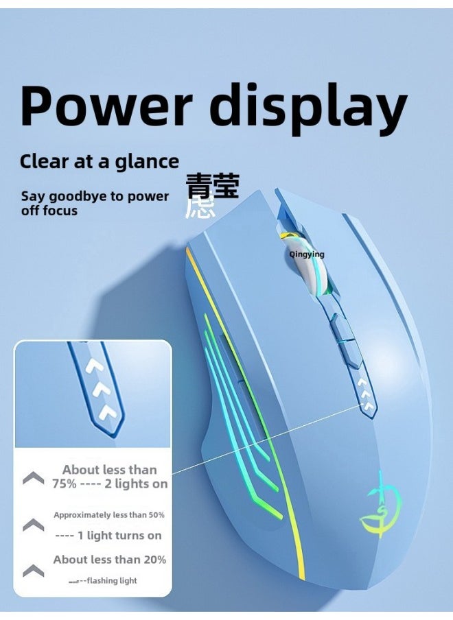 Mouse Mute Wireless Communication For Boys And Girls Laptop Electronic Competition Silent Desktop Game Rechargeable Bluetooth-Specification:Basic Version 3-key Qingying Single-mode Qingying 1600dpi Qingying Vitality Powder Qingying Official Standard